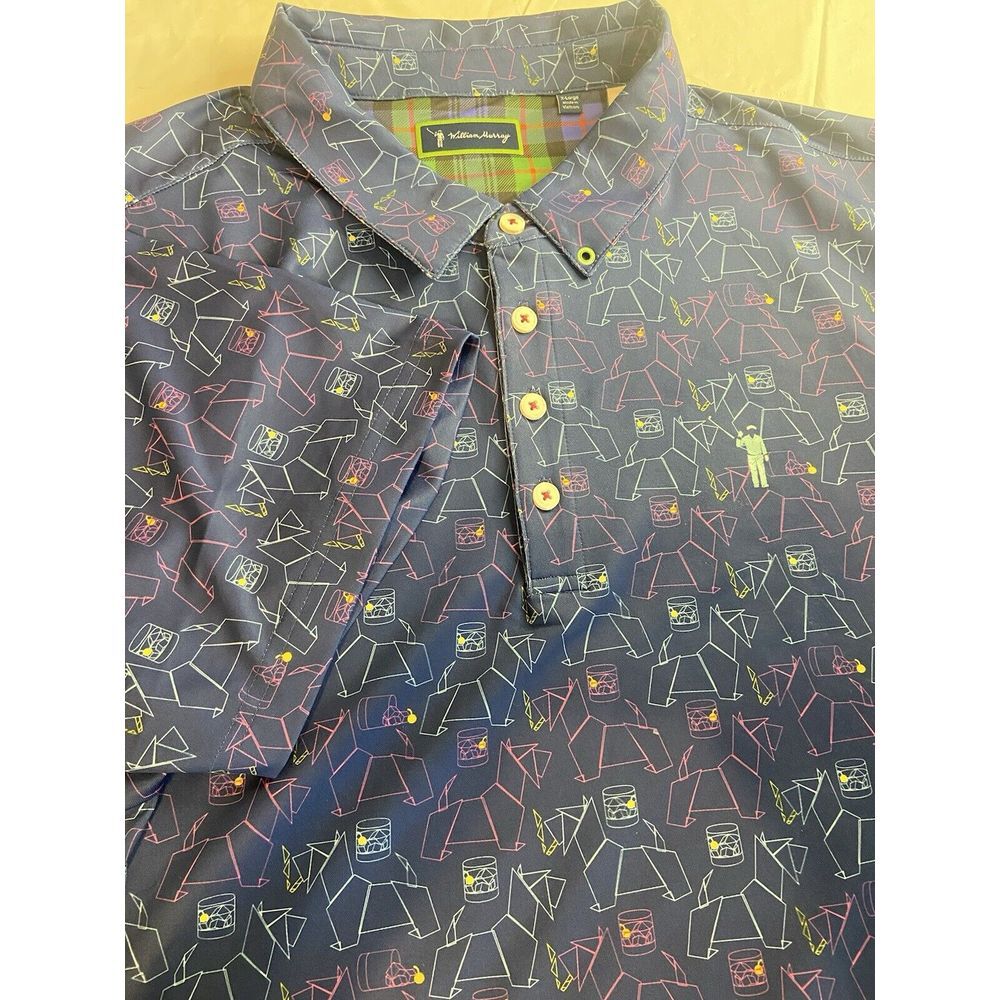 Men-William Murray Whiskey & Dogs Dark Blue Golf Polo- Very Nice-Size XL